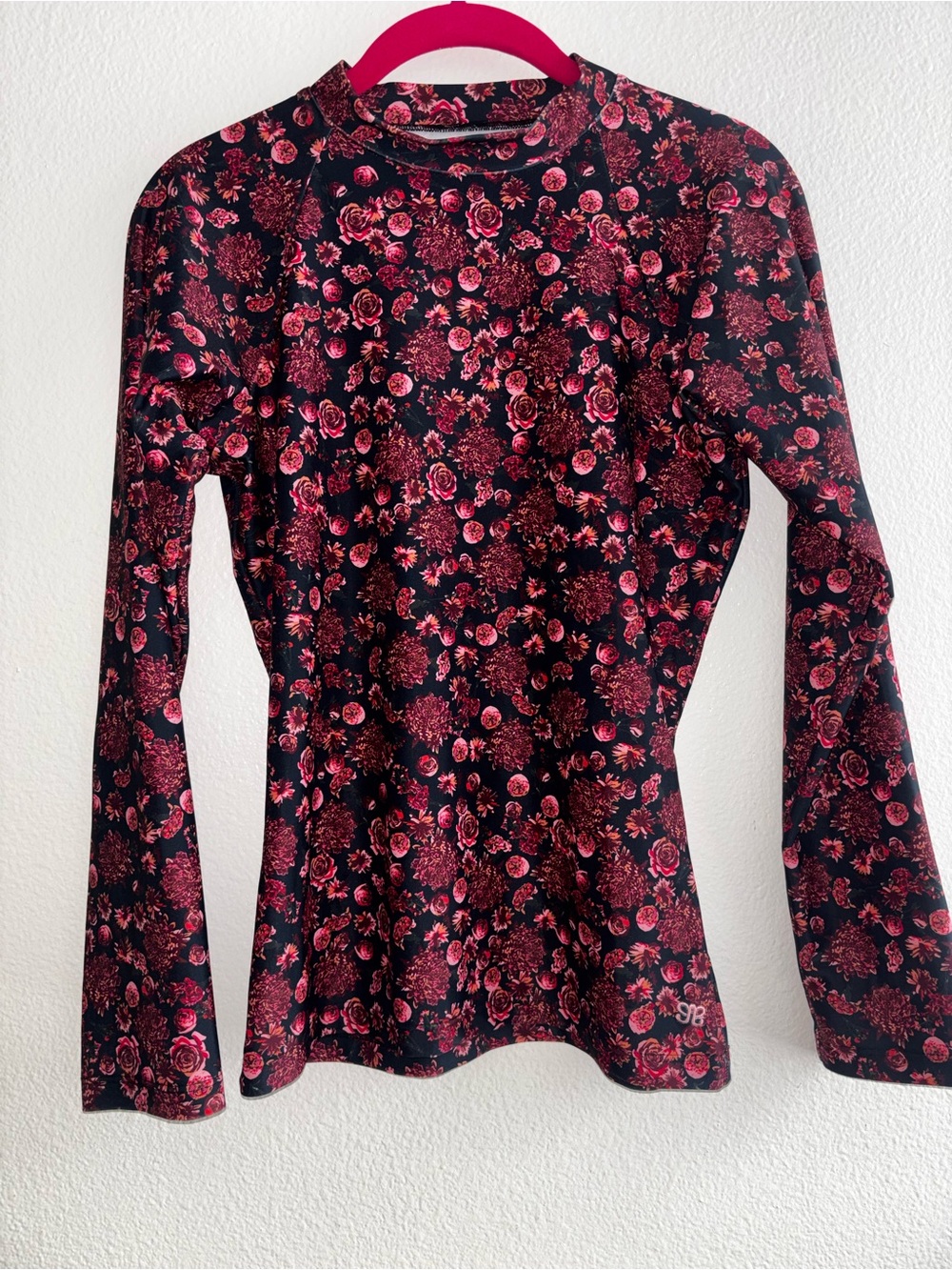 Albion Swim Shirt Women's Size S Red Rose Print Long Sleeve